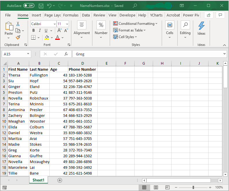 Image of Excel file to import