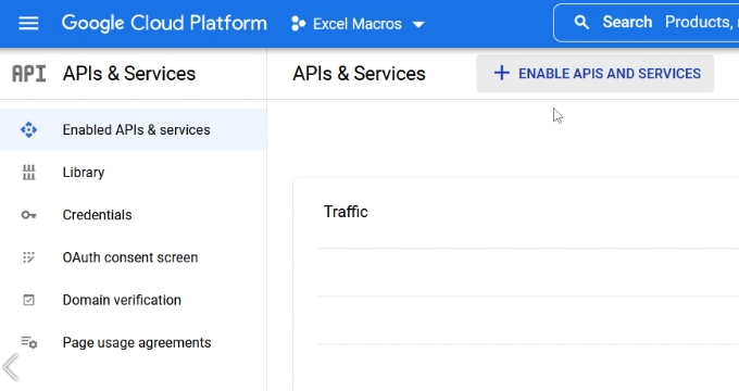 screenshot showing the google cloud platform interface enable apis and services section